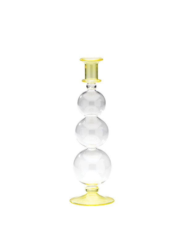 Bubble glas lysestage - gul