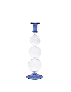 Bubble ljusstake i glas - mörkblått/klart glas