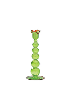 Piped glas lysestage - grøn/orange